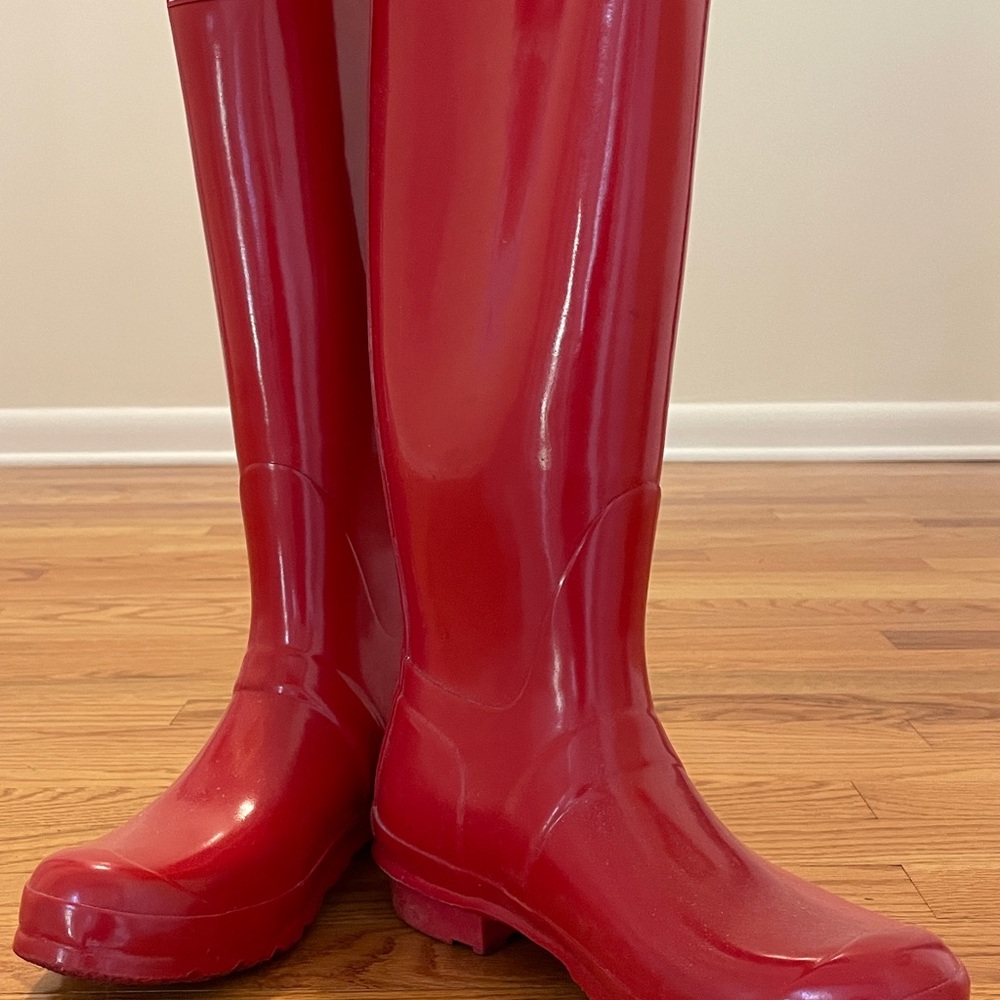 Hunter Red Glossy Winter Rain Boots